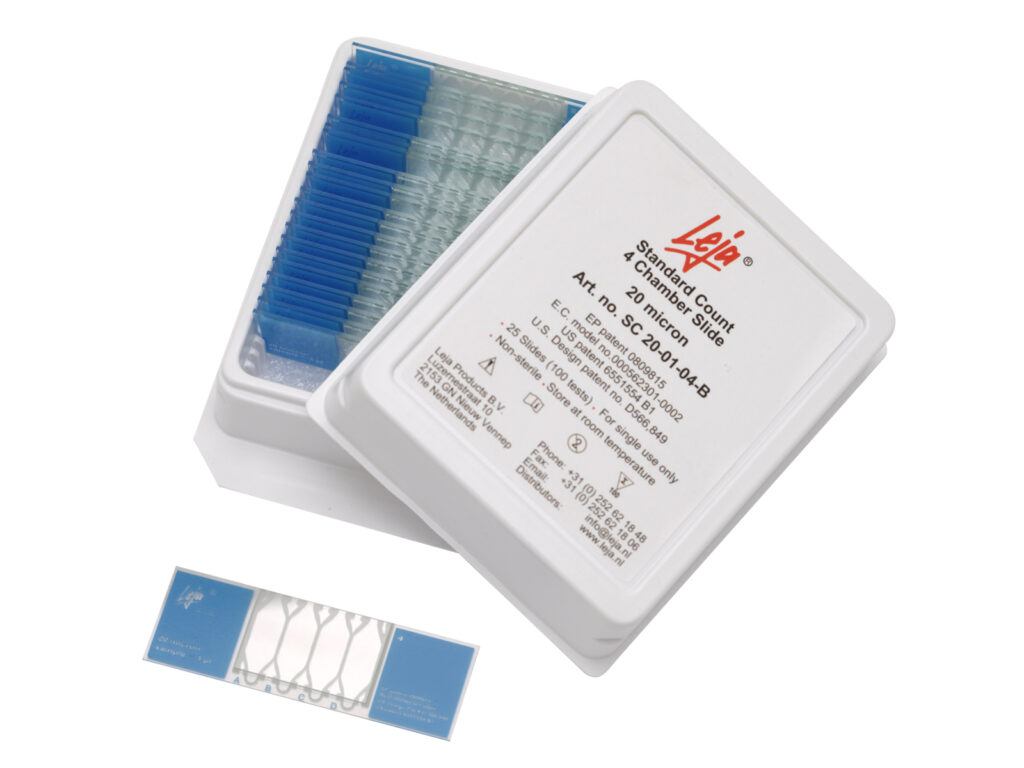 LEJA SLIDES (PACK OF 25 SLIDES) 20 MICRON 4 WELLS