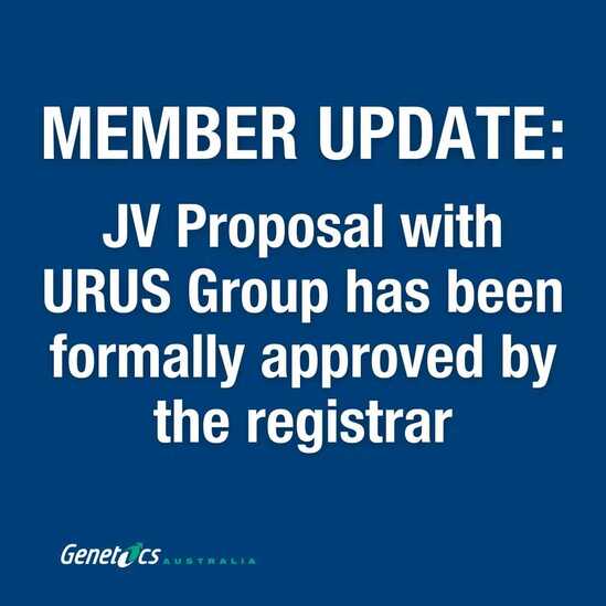 Member Update: JV Proposal with URUS Group has been formally approved by the registrar