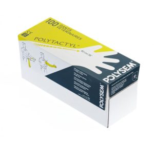 Examination Glove Polysem 5 finger Polytactyl ( Yellow ) 35micron Glove