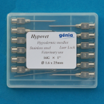 Needle Genia Hypovet tri-bevelled re-useable stainless steel needles 16g x 3/4″ - Image 1