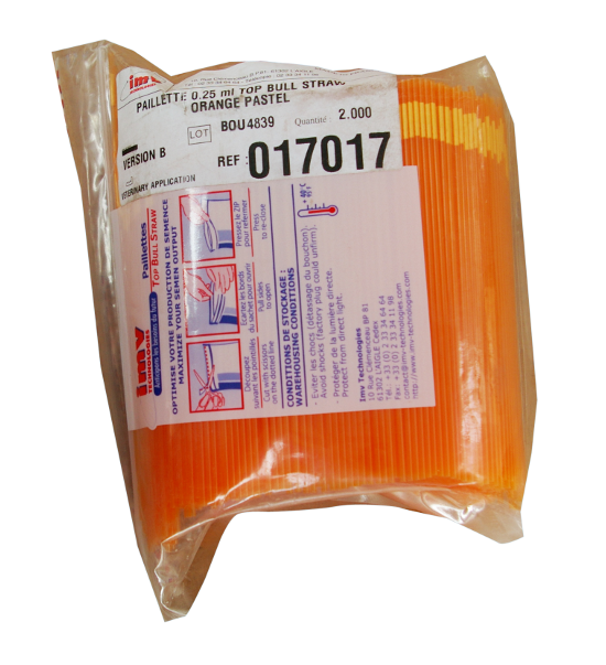 AI straws IMV 017017 0.25ml (1/4cc)Top Bull Straw Pastel Orange 2000